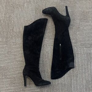 Theory Black Suede Over the Knee Heeled Boots, size 39